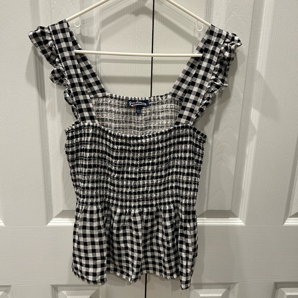Freshman 1996 Black and White Gingham Women's Top size Large